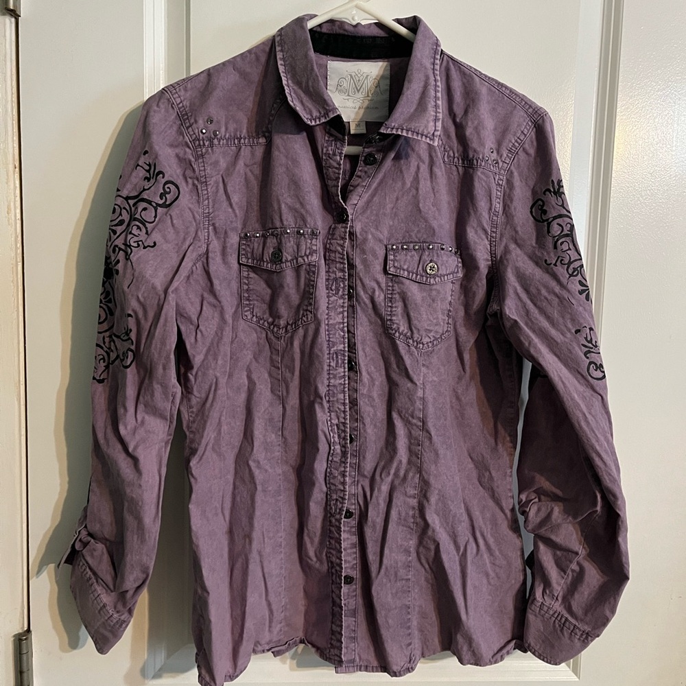 Purple Button Down Top